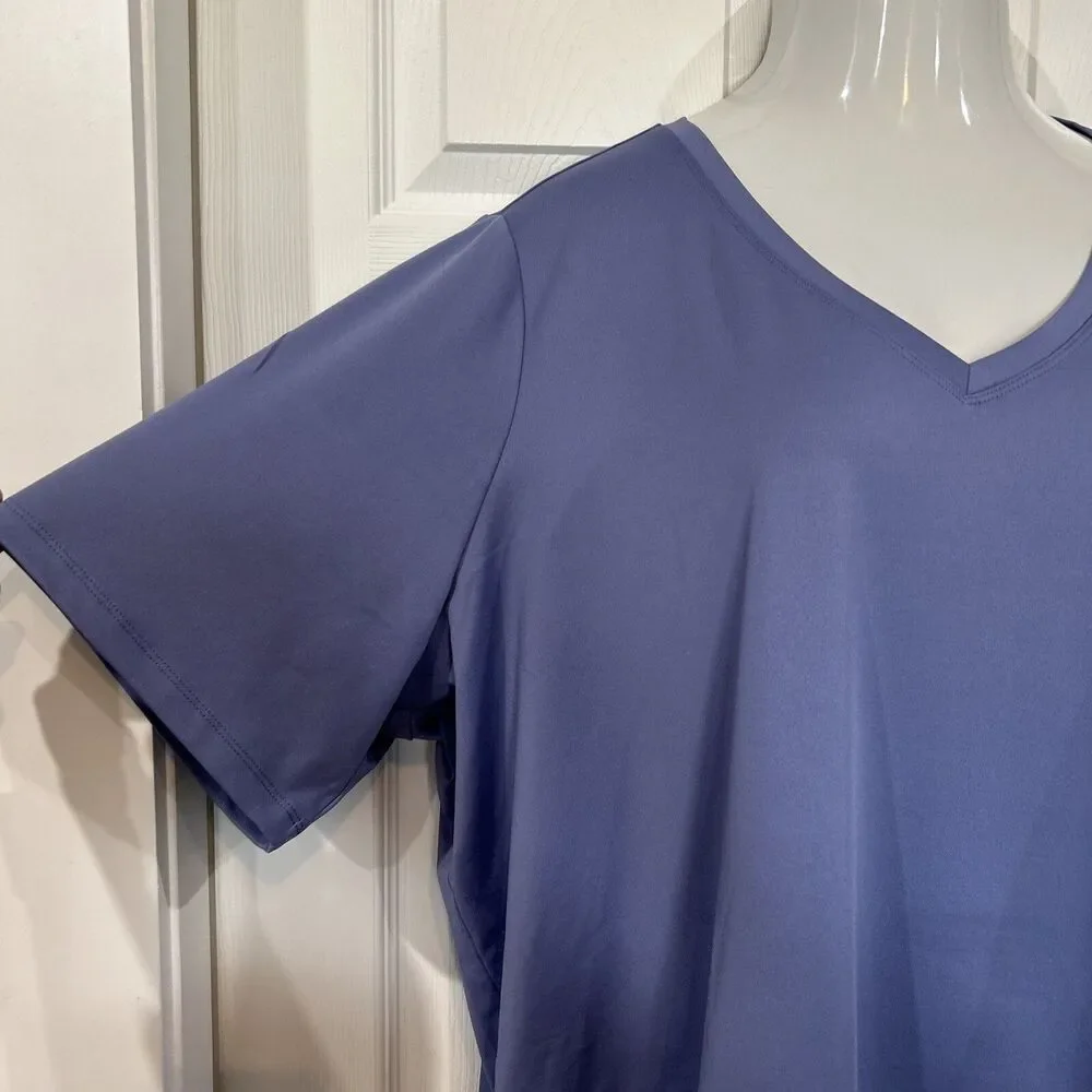 Susan Graver Modern Essentials Butterknit Top V Neck Peri Blue Mist Plus Size 4X